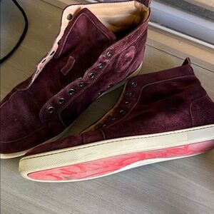 Christian Louboutin Burgundy High-Top Sneakers
